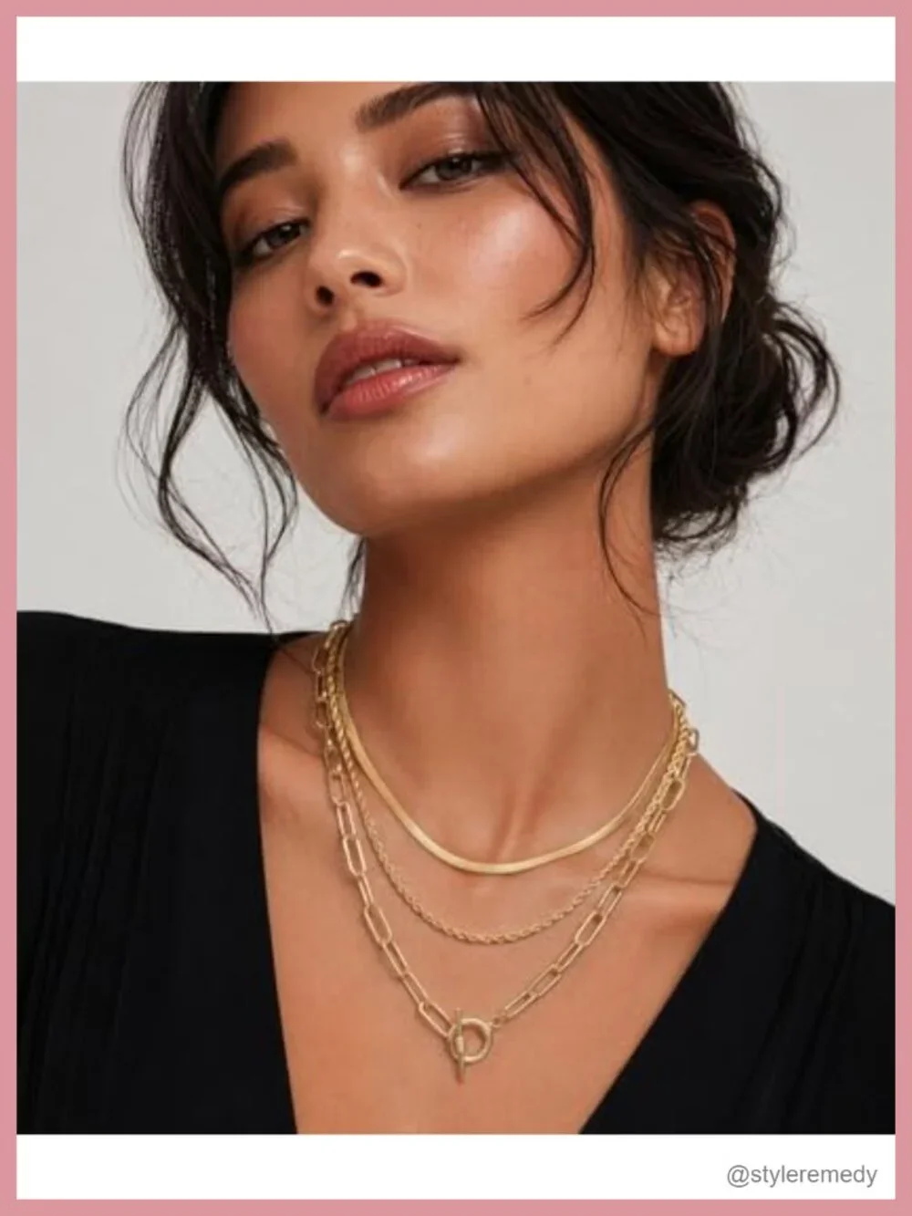 Layered Necklace Set with Herringbone, Rope & Toggle Chains